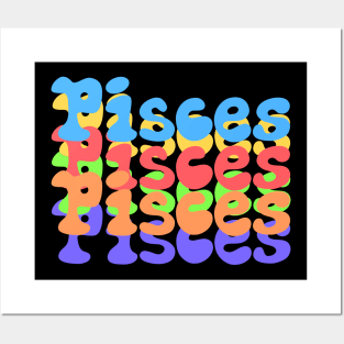 Rainbow Popart Pisces Posters and Art